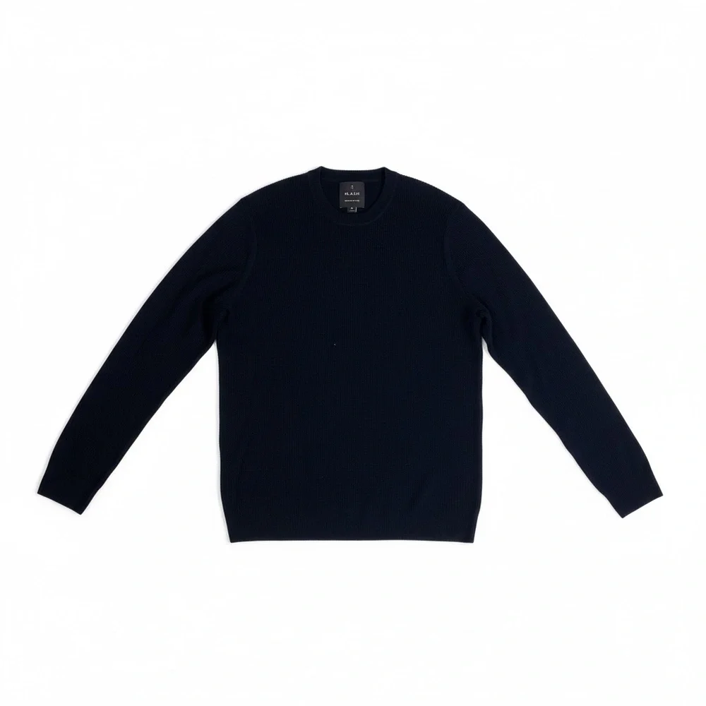 01.Algo XL Long Sleeve Merino Wool Crewneck Pullover sweater black